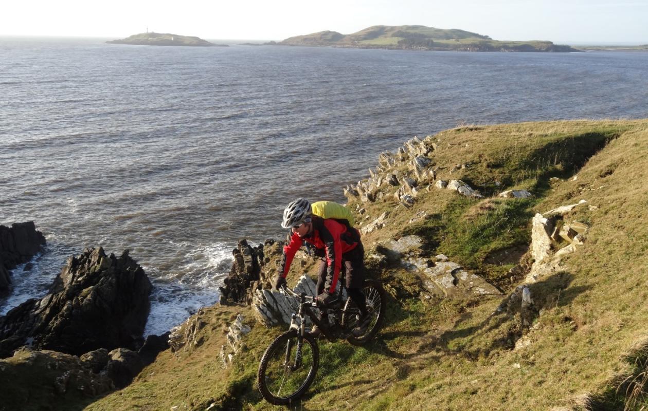 Pete mountain biking in South West Scotland on the Solway Coast